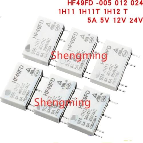 10pcs HF49FD-005 012 024 1H11 1H11T 1H12 T 4pin 5A 5V 12V 24V original relay
