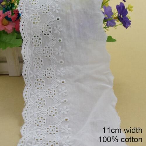 10yards 11cm 100% Cotton embroid lace sewing ribbon guipure lace african lace fabric trim warp knitting DIY Accessories3756