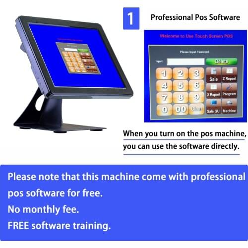 Supermarket 15 inch capacitive touch screen with free software all in one pos billing machine