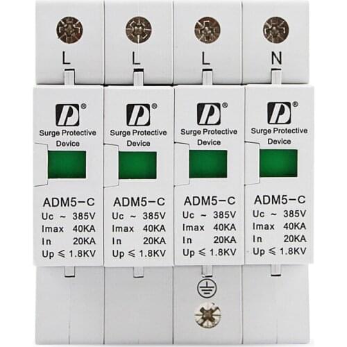 2 pieces/lot 4P 20-40kA 380V AC Din Rail SPD low voltage Surge Protective Device