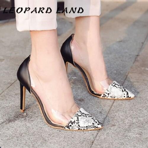 LEOPARD LAND 2021 Autumn Womens Models Sexy Fine with Snake Pattern Pointed Sandals Single Shoes Women CWF