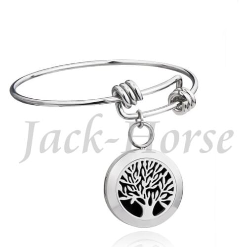 316L Stainless steel aromatherapy diffuser bracelet adjustable wire bangle 20mm locket charm bracelet