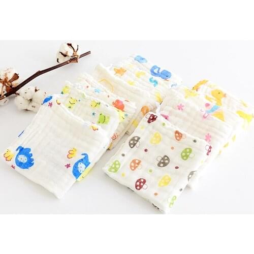 4pcs/lot Baby Handkerchief Square Fruit Pattern Towel 28x28cm Muslin Cotton Infant Face Towel Wipe Cloth
