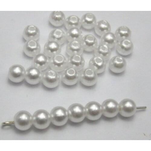 500 Pcs 6mm Plastic Faux Pearl Round Beads Pure White Imitation Pearl