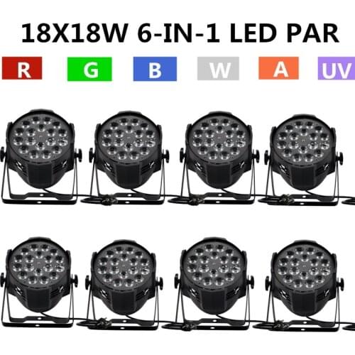 8pcs/ 18X18W RGBWA+UV 6IN1 LED PAR DMX LED led wash light professional stage DJ equipment disco light