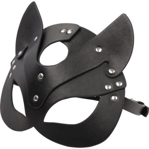 BDSM Bondage Restraints PU Leather Cat Halloween Sex Mask Adult Toy Mask Whip Roleplay Sex Toy For Men Women Cosplay Games