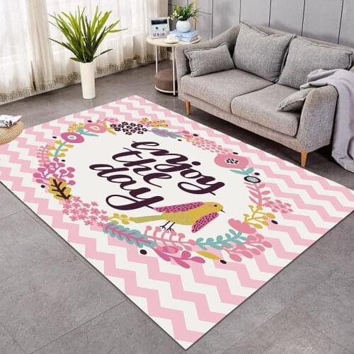 Birds Flowers Large Area Rug For Living Room Trendy Center Rug Colorful Bedroom Carpet Pastel Floor Mat Rug 122x183cm