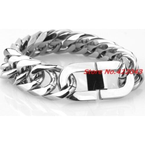 Silver color 316L Stainless Steel Bracelets Curb Cuban Chain Men Bracelet Jewelry pulseira masculina 7-11", High Quality jewelry