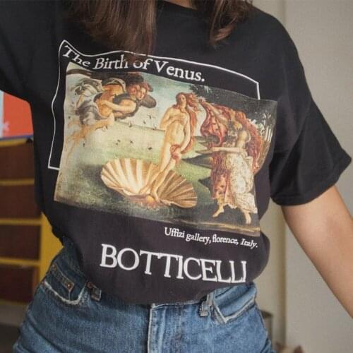 2020 Oil Painting Aesthetic Shirt Unisex Men Women Short Sleeve Pure Cotton Graphic Tees Oversized Round Neck Street t shirts