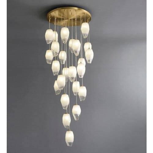 Art Designer Modern LED Chandelier Glass Lamp AC110V 220v Hanging Staircase Lighting Fixtures Villa Lights
