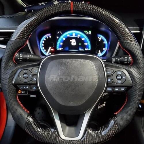 Customized Carbon Fiber Steering Wheel With Perforated Leather For Toyota Camry 2018 2019 RAV4 2019 Avalon 2018 2019 2020
