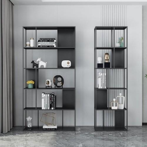 GY Bookshelf Floor Shelf Multi-Layer Living Room Entrance Light Luxury Iron Partition Simple Office Storage Bookcase