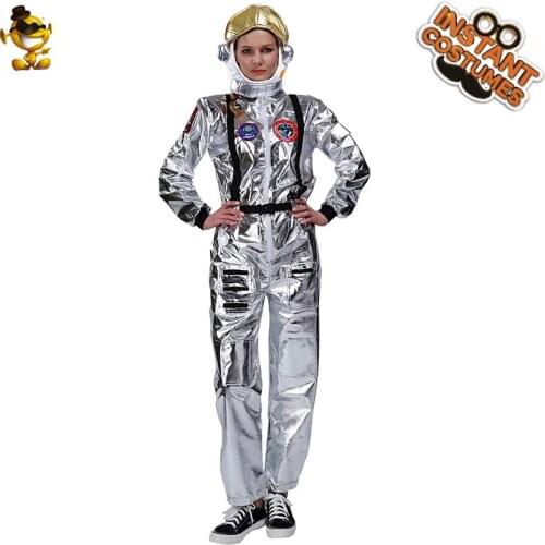 Unisex Women Astronaut Costume Halloween Cosplay Career Flight Suit Christmas Party Adult Jumpsuit Costumes Dress Up