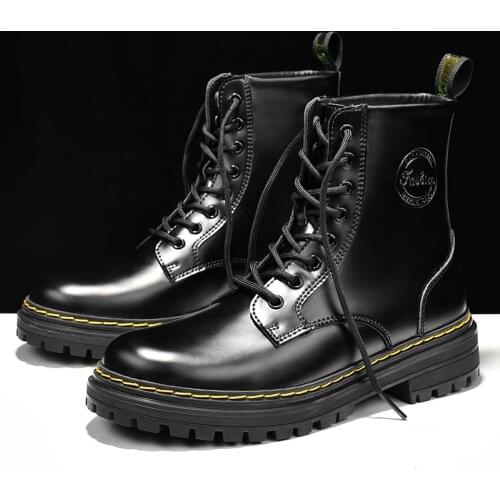 Leather couple Martin boots mens tooling boots winter plus cashmere tide wild Korean boots tide shoes snow boots