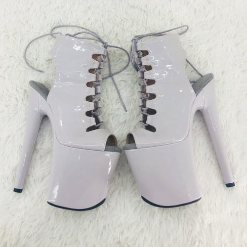 Leecabe 20CM/8inches shininy patent upper Pole dancing shoes High Heel platform Pole Dance boot