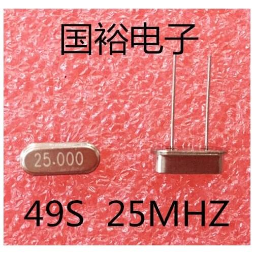 In-line passive crystal oscillator HC-49S 25M 25MHZ environmental protection 25.000MHZ high precision DIP2