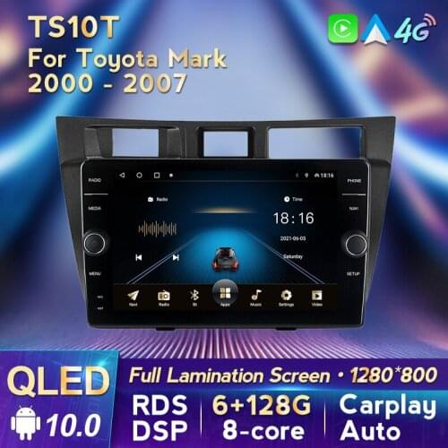 MLOVELIN QLED Screen Car multimedia navigation radio for Toyota Mark II 9 X100 2000-2007 Android 10.0 built-in carplay