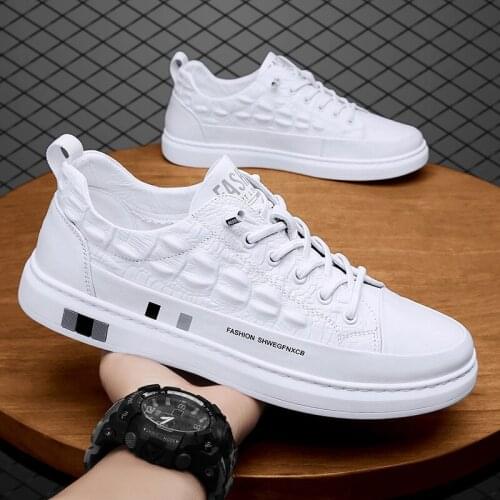 New Mens Casual Shoes Sneakers for Men Flats Trainers Walking Shoes Zapatillas Shoes Lace Up PU Leather Men Shoes