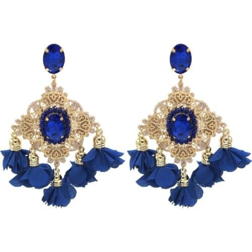 Zouchunfu 2021 New Jewelry Bohemian Large Size Drop Earrings For Women Flower Tassel Dangle Brincos Fashion Wedding Earring