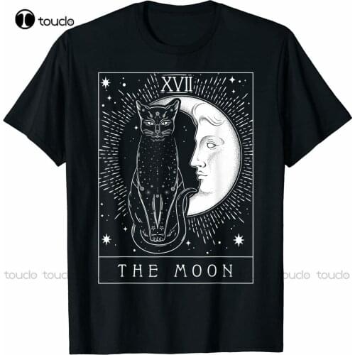 New Tarot Card T-Shirt Crescent Moon And Cat Graphic Gift Goth Punk T-Shirt S-5Xl Womans Shirts Cotton Tee S-5Xl Unisex