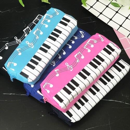 Creative Music Notes Piano Keyboard Pencil Case Large Capacity Pencil Bags Stationery Office School Students Pen Case Gift