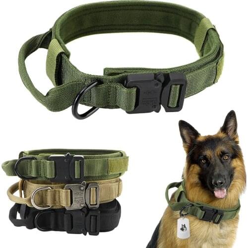 Walking Training Pet Dog Collar Leash For German Shepard Small Large Dog Adjustable Tactical Dog Collar with Control Handle