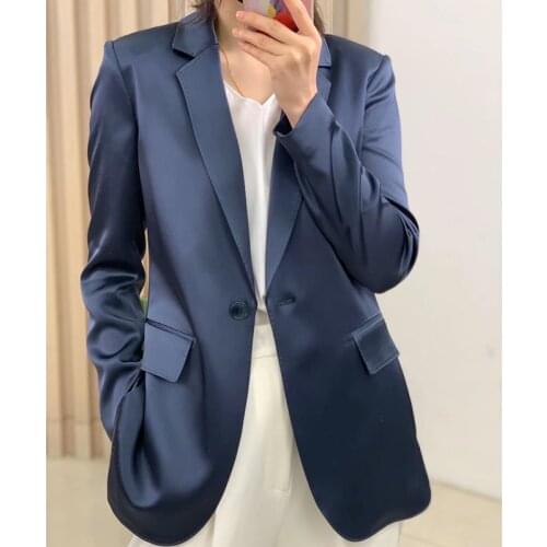 Womens suit jacket high-end acetate forged matte blazer female thin section summer spring one-button buckle slim jacket female