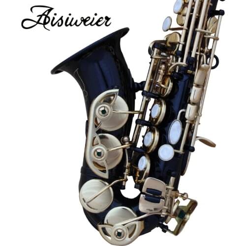 Professional Musical Instruments Black gold Soprano Saxophone - B-Flat Brass Treble Small Bend Tube Saxophone
