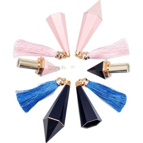 Empty Lipstick Tube 12.1mm Diamond Tassel Lip Balm Tube Empty Pink Blue Lipstick Packaging 12.1 Empty Cosmetic Container 50pcs