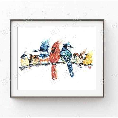 Bird print, bird artwork, bird lover gift, cardinal art, blue jay print, chickadee art prints, kingfisher painting, canadian art