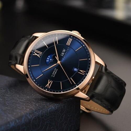 Switzerland Carnival Automatic MIYOTA Sapphire watch for men Moon phase GMT Mechanical Gold Mens watches reloj hombre montre