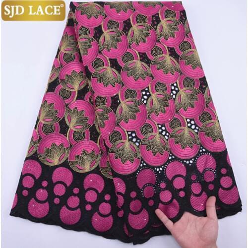 SJD LACE 5Yards African Lace Fabric With Stones Embroiderey Swiss Voile Lace In Switzerland For Nigerian Man Cloth MaterialA2000
