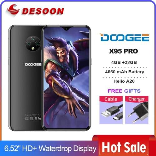 DOOGEE X95 Pro Helio A20 4GB+32GB Cellphones 6.52'Screen 13MP Triple Camera Smartphone 4350mAh Android10 OS 4G LTE Mobile Phone