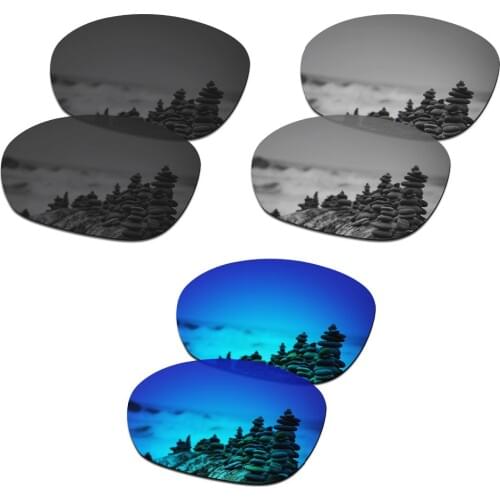 SmartVLT 3 Pairs Polarized Sunglasses Replacement Lenses for Oakley Pulse Stealth Black and Silver Titanium and Ice Blue