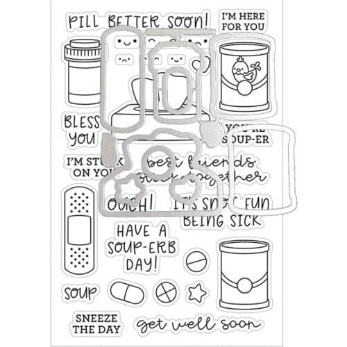 Pills tissue transparent clear stamp coordinating die for DIY Scrapbooking/Card Making/Kids Christmas Fun Decoration Supplies
