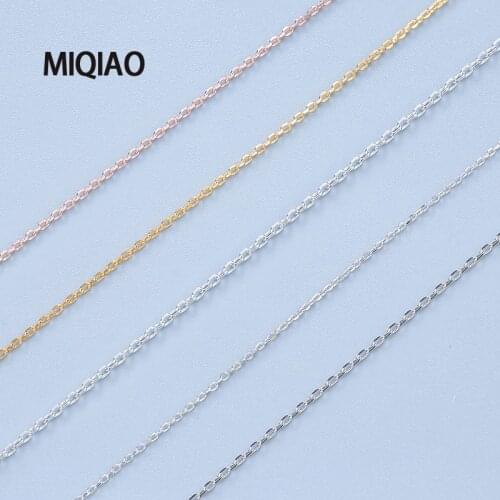 MIQIAO 925 Sterling Silver Thin O Chain Long 40 45 50 55 60 CM Wide 0.9 1.1 1.2 MM Rose Gold Platinum Color Necklace Accessories