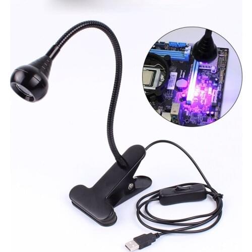 USB Ultraviolet Curing Lamp LED Blacklight Gooseneck with Clamp UV Light Black Light Lamp for Stain Detection Fluorescent Effect