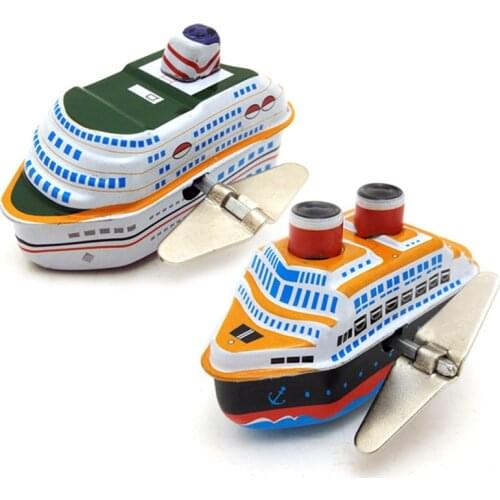 Vintage Clockwork Wind Up Cruise Ship toys Photography Children Kids Adult Boat Tin Toys Classic Toy Christmas Gift