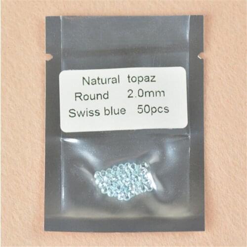 High Quality 2.0mm Round Shape Brilliant Cut Swis Blue Natural Topaz Stone Beads Loose Topaz Gems For Jewelry Making DIY