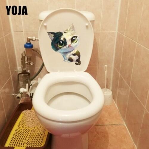 YOJA 19.2*23.3CM Color Cartoon Cat Home Room Decoration Toilet Wall Stickers Mural T1-0195