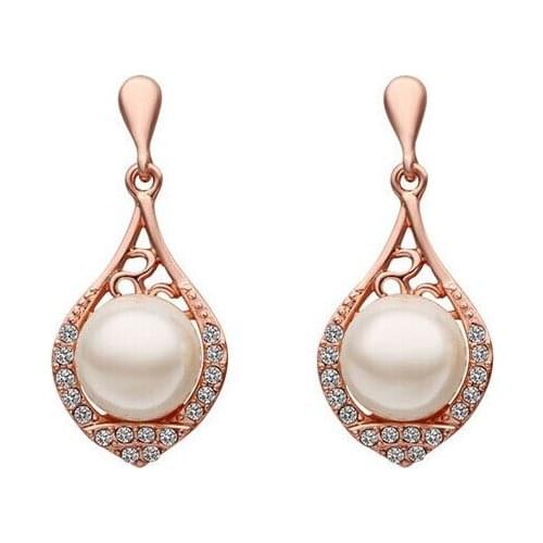 JS E008 Fashion Pearl Earrings Gold And Silver Color Brinco Perola Nickel Free Women Rose Gold Earrings