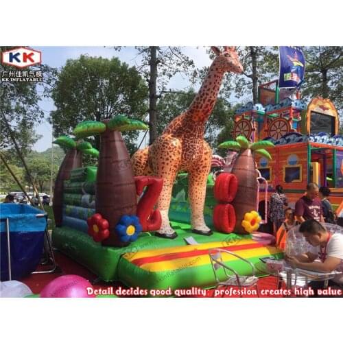 Zoo Bouncer inflatable jungle theme giraffe jumping bouncers for kids