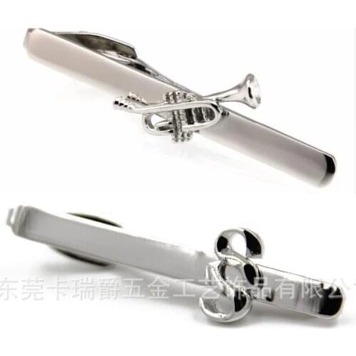 Tie Clips Trumpet Shape Tie Bars Pins Copper Made Tie Clip Mens Fashion Jewelry Accessory Wholesale 10pcs/lot