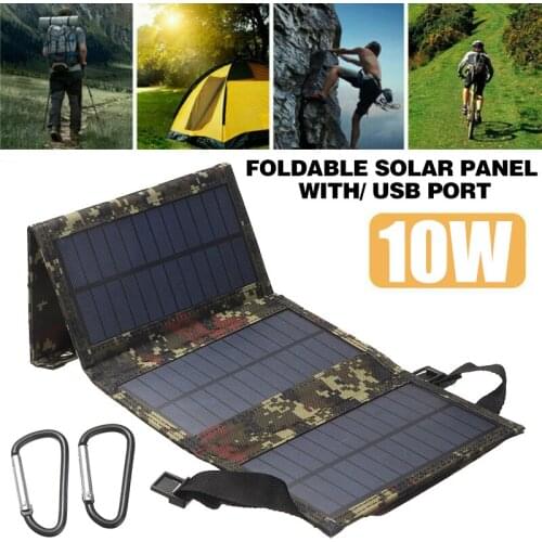 10 W Solar Panel Charger Waterproof For Camping Hiking Solar Panel Ourdoor Mobile Phone Power Battery Charger USB Cable Charger