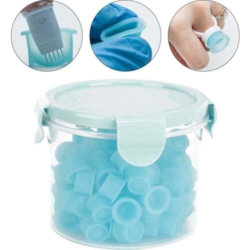 100Pcs U Shape Bule Silicone Disposable Plastic Tattoo Ink Cups Permanent Makeup Pigment Container Ring Ink Cup Tattoo Supplies