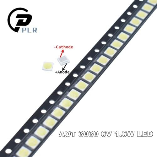 1000pcs Professional LED LCD TV backlight Light bulb AOT 3030 6V patch lamp bead light source Cold white light