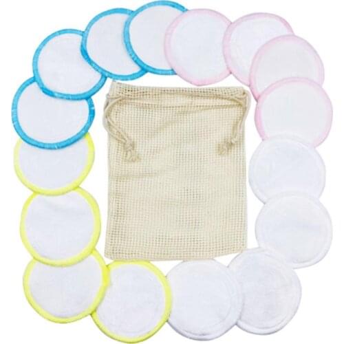 12/16Pcs Reusable Make Up Remover Pads Washable Bamboo Cotton Cloth Puff With Laundry Bag Wipes Face/Eye/Lip Clean Skin Care