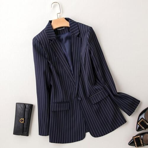 2020 New Plus Size 7XL Womens Coat Business Suits Spring Autumn Stripe Women Blazers Jackets Slim long-sleeve Blazer Women Suit
