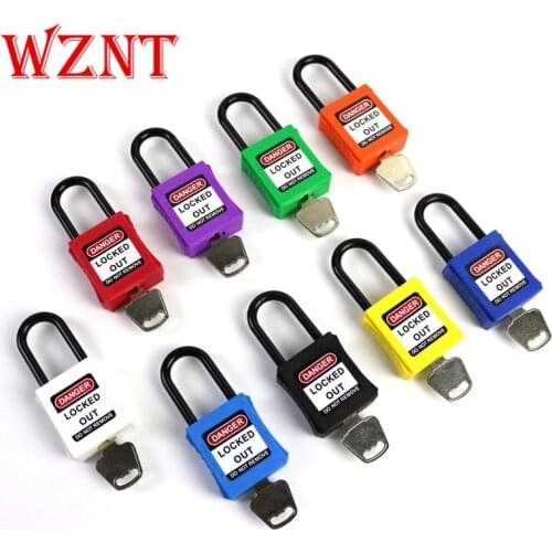 3pcs free shipping 38mm insulation shackle color safety lockout padlock with keyed different