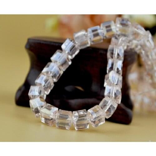 Light Pink AB Square Shape Glass Jewelry Beads 6mm 100pcs Cube Crystal Jewelry Bead for DIY Necklace Jewelry Making Accessories